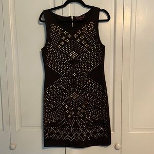 Black bodycon dress with gold studs